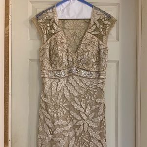 Sue Wong Gold cocktail dress